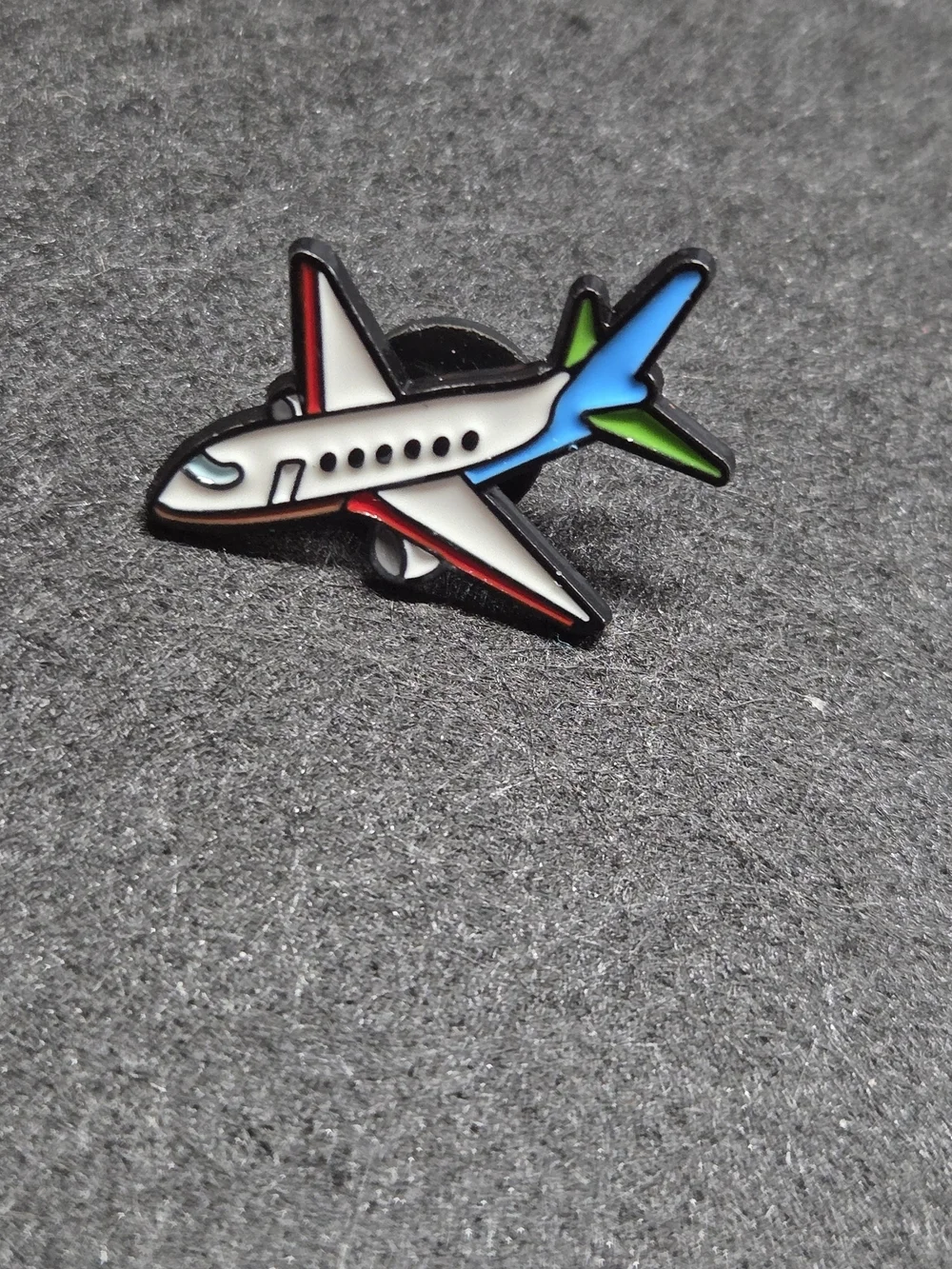 **Kids Airplane Enamel Pin - White, Blue & Green**